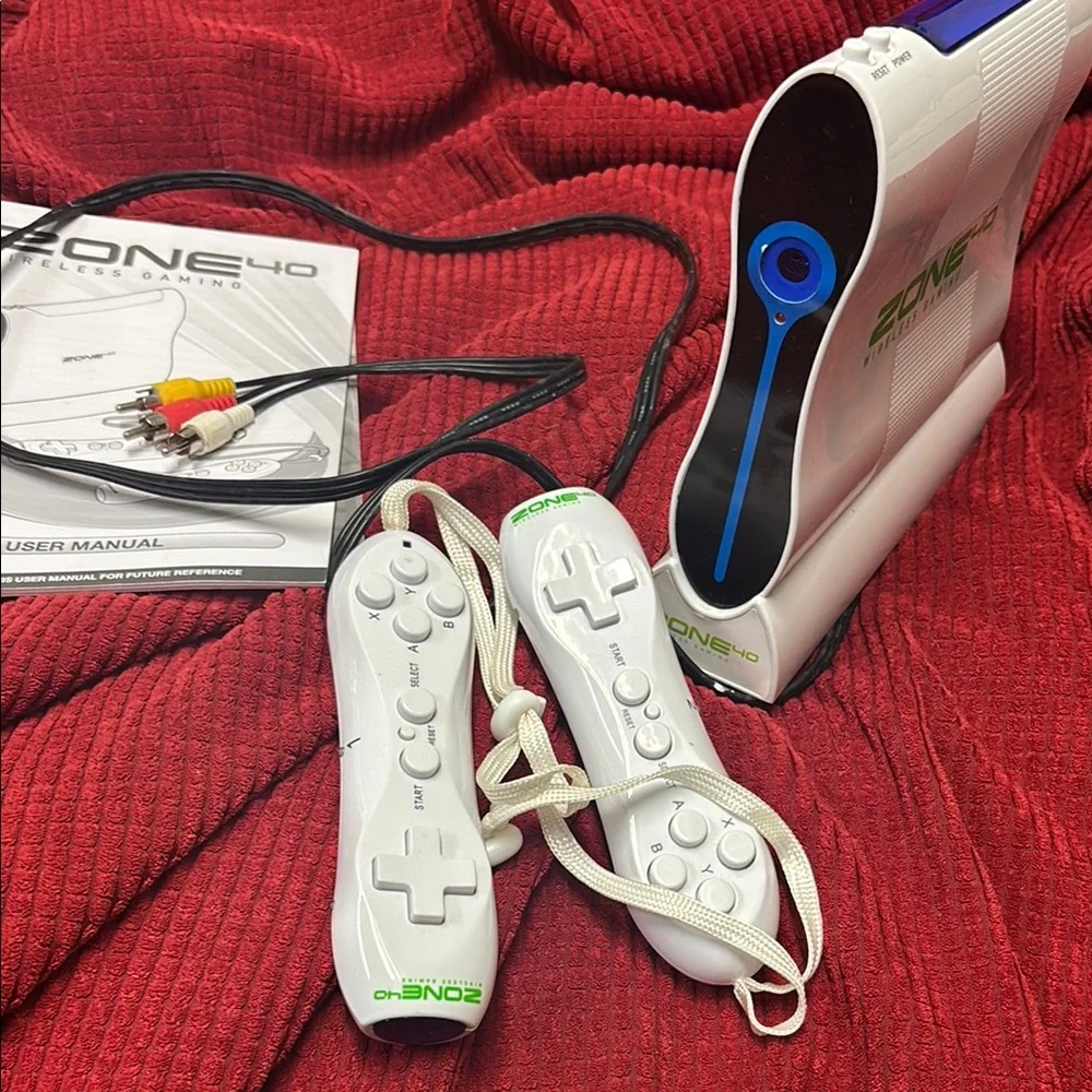 White Gaming Console with Controllers